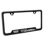 Cadillac Crest Logo Black Carbon Fiber Texture ABS Plastic 50 States License Plate Frame