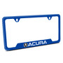 Acura Blue Carbon Fiber Texture ABS Plastic Open Corners License Plate Frame