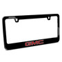 GMC in Red UV LED Printed on Black Metal License Plate Frame