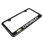 Chevrolet Golden Logo Black Carbon Fiber Look ABS Plastic License Plate Frame