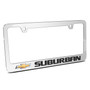 Chevrolet Suburban in 3D on Mirror Chrome Metal License Plate Frame