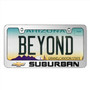 Chevrolet Suburban in 3D on Mirror Chrome Metal License Plate Frame