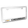 Chevrolet Golden Logo in 3D on Mirror Chrome Metal License Plate Frame