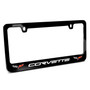 Chevrolet Corvette C6 Dual Logo Black Metal License Plate Frame