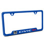 Honda Civic Si Blue Carbon Fiber Texture ABS Plastic Open Corners License Plate Frame