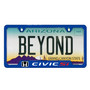 Honda Civic Si Blue Carbon Fiber Texture ABS Plastic Open Corners License Plate Frame