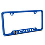 Honda Civic Blue Carbon Fiber Texture ABS Plastic Open Corners License Plate Frame