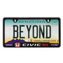 Honda Red Logo Civic Si Black Carbon Fiber Texture ABS Plastic Open Corners License Plate Frame