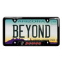 Dodge Demon in Red UV-LED Printed on Black Dome Insert Black Stainless Steel License Plate Frame