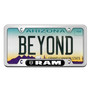 RAM UV-LED Printed on Black Dome Chrome Stainless Steel License Plate Frame