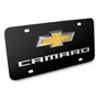 Chevrolet Camaro Gold Bowtie 3D Dual Logo Black Stainless Steel License Plate