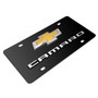 Chevrolet Camaro Gold Bowtie 3D Dual Logo Black Stainless Steel License Plate