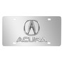 Acura Dual Chrome Logo in 3D on Mirror Chrome Stainless Steel License Plate