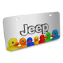 Jeep 3D Logo in Silver on Rubber Ducks Graphic Shiny Silver Metal License Plate