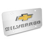 Chevrolet Silverado 3D Gold Bowtie Dual Logo Mirror Chrome Stainless Steel License Plate