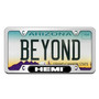 HEMI Logo UV-LED Printed on Black Dome Chrome Stainless Steel License Plate Frame