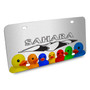 Jeep Sahara 3D Logo on Rubber Ducks Graphic Shiny Silver Metal License Plate