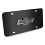 Chevrolet 3D Gunmetal Gray Metal Logo on Black Carbon Fiber Pattern Stainless Steel License Plate