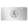 Acura Chrome Metal Logo in 3D on Mirror Chrome Stainless Steel License Plate