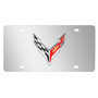 Chevrolet Corvette C8 3D Logo on Mirror Chrome Stainless Steel License Plate