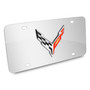 Chevrolet Corvette C8 3D Logo on Mirror Chrome Stainless Steel License Plate
