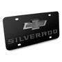 Chevrolet Silverado 3D Dark Gray Dual Logo Black Stainless Steel License Plate