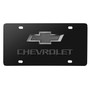 Chevrolet 3D Dark Gray Dual Logo Black Stainless Steel License Plate