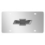 Chevrolet 3D Gunmetal Gray Metal Logo on Mirror Chrome Stainless Steel License Plate