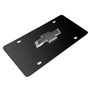 Chevrolet 3D Gunmetal Gray Metal Logo on Black Stainless Steel License Plate