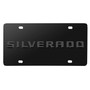 Chevrolet Silverado 3D Gunmetal Gray Name Logo on Black Stainless Steel License Plate