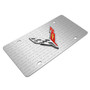 Chevrolet Corvette C8 3D Logo on Corvette Pattern Silver Aluminum License Plate