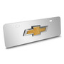 Chevrolet Golden 3D Logo 12" x 4.25" European Look Chrome Half-Size Stainless Steel License Plate