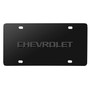 Chevrolet 3D Gunmetal Gray Logo on Black Stainless Steel License Plate