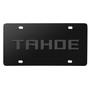 Chevrolet Tahoe 3D Gunmetal Gray Name Logo on Black Stainless Steel License Plate