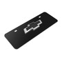 Chevrolet Black 3D Logo 12" x 4.25" European Look Black Half-Size Stainless Steel License Plate