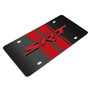 Dodge SRT 3D Logo in Red on Red Stripe Black Carbon Fiber Look Stainless Steel License Plate