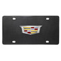 Cadillac 3D Crest Chrome Metal Logo on Real Black Carbon Fiber License Plate