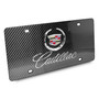 Cadillac Dual 3D Chrome Metal Logo on Real Black Carbon Fiber License Plate