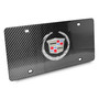 Cadillac 3D Chrome Logo on Real Black Carbon Fiber License Plate