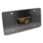 Cadillac 3D Crest Black Metal Logo on Real Black Carbon Fiber License Plate
