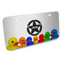 Jeep Wrangler Willys Star 3D Logo on Rubber Ducks Graphic Shiny Silver Metal License Plate