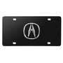 Acura Chrome Metal Logo in 3D on Black Stainless Steel License Plate