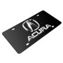 Acura Dual Chrome Logo in 3D on Black Stainless Steel License Plate