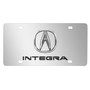 Acura Integra Dual Logo in 3D on Mirror Chrome Stainless Steel License Plate