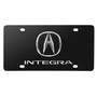Acura Integra Dual Logo in 3D on Black Stainless Steel License Plate