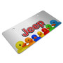 Jeep 3D Logo in Red on Rubber Ducks Graphic Shiny Silver Metal License Plate