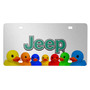 Jeep 3D Logo in Green on Rubber Ducks Graphic Shiny Silver Metal License Plate