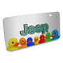 Jeep 3D Logo in Green on Rubber Ducks Graphic Shiny Silver Metal License Plate