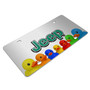 Jeep 3D Logo in Green on Rubber Ducks Graphic Shiny Silver Metal License Plate