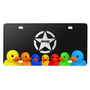 Jeep Wrangler Willys Star 3D Logo on Rubber Ducks Graphic Black Metal License Plate